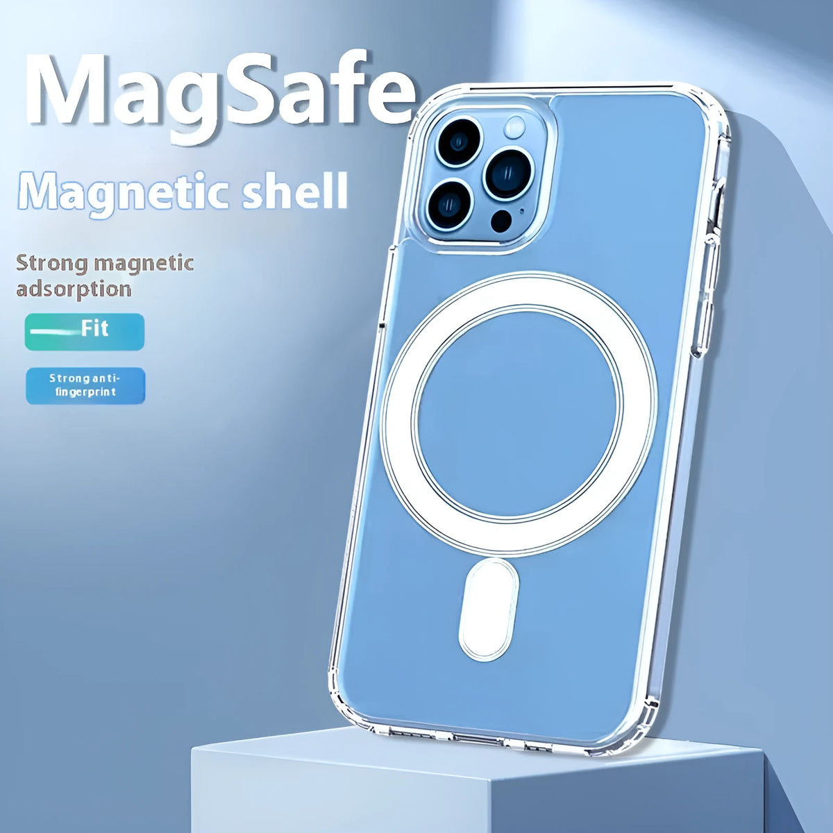 Transparent magnetic straight edge phone case for Apple 16 and 16 Plus with airbag drop-resistant corners.