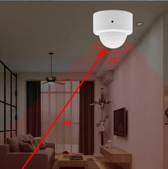 White wireless infrared body sensor with compact dimensions for home automation