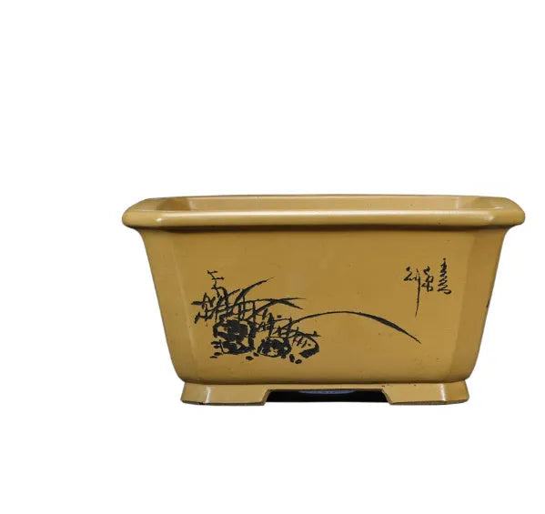 Large antique Chinese style purple clay flower pot for indoor plants and bonsai trees