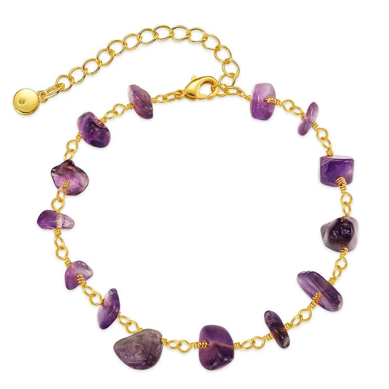 Irregular natural gravel turquoise bracelet with 18K copper geometry and crystal accents