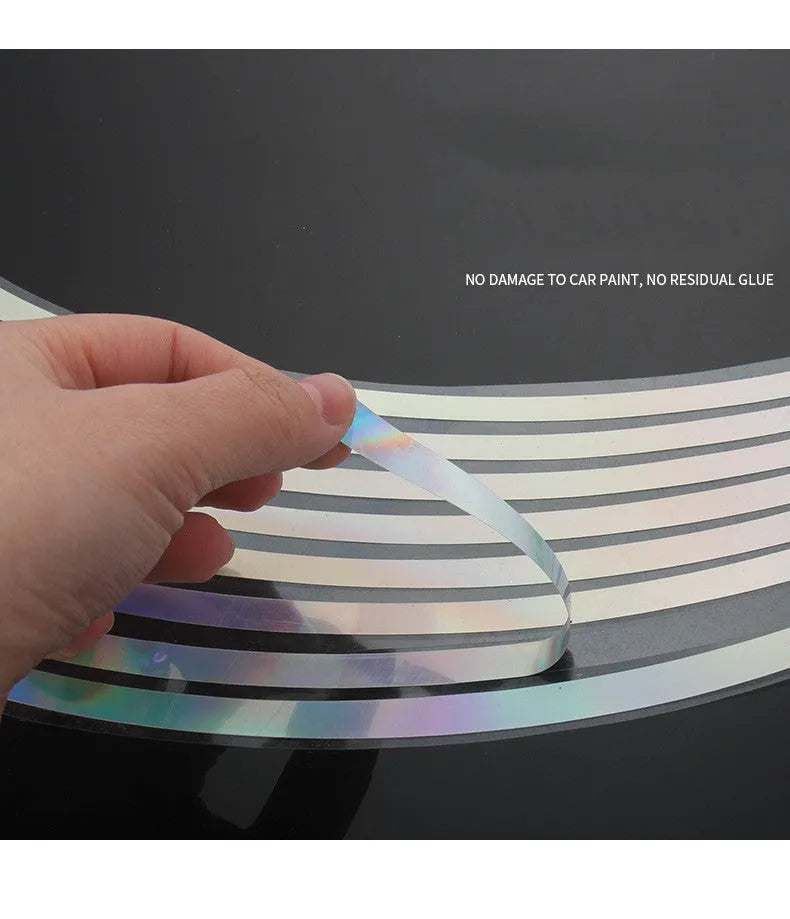Waterproof laser reflective wheel hub stickers for cars and motorcycles in four size options