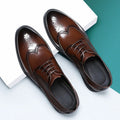 Men's black and brown brogue business shoes made from PU leather for formal wear