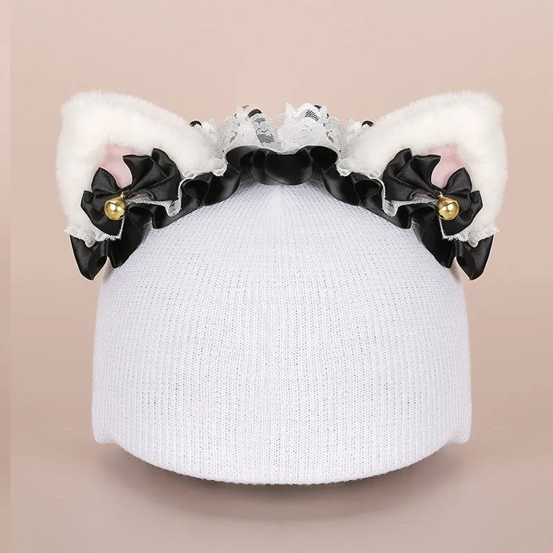 Soft plush cartoon character cover on a ski helmet for decoration.