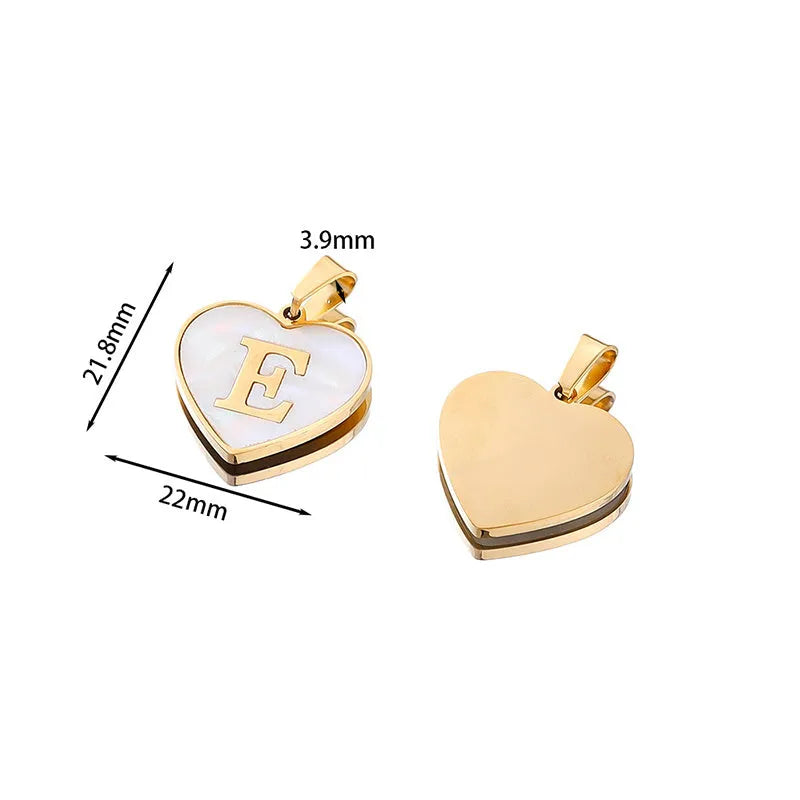 Gold-plated stainless steel necklace with a letter pendant and heart charm on a 45+5cm chain.