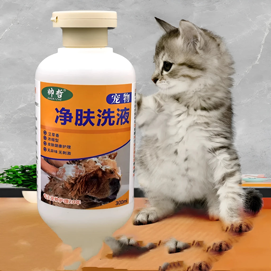 300ml bottle of pet grooming lotion for dogs and cats with cleansing and deodorising formula