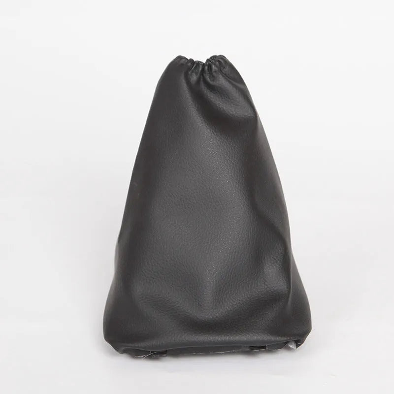 Black leather shift lever dust cover for Toyota Corolla measuring 15.2cm x 12.9cm x 2.3cm