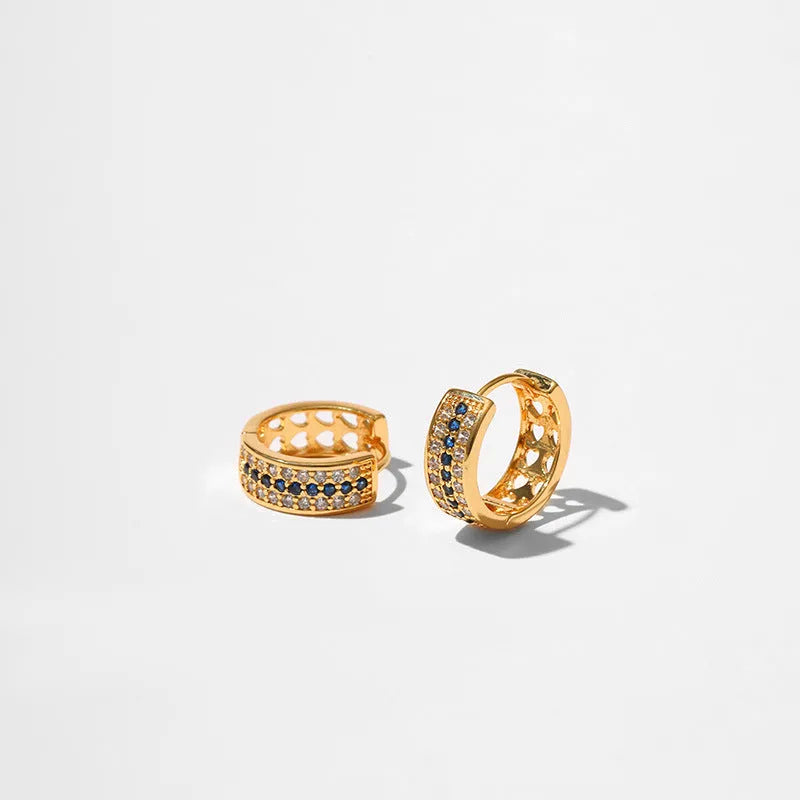 Round geometric women's earrings with copper construction and drop style design
