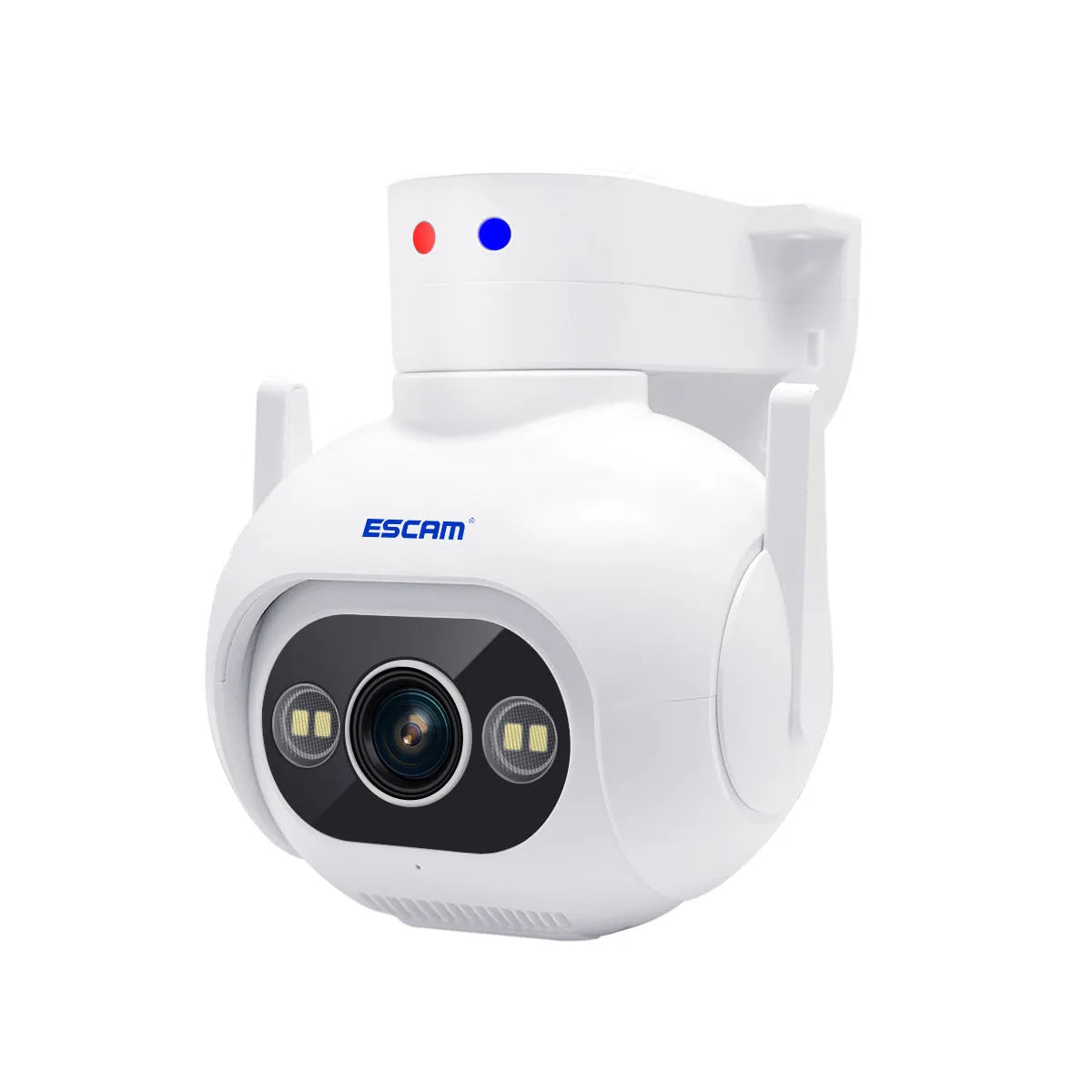 4MP smart colour night vision security camera with IP66 waterproof plastic housing measuring 123×140×145mm
