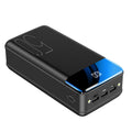 Large black or white 50000mAh power bank with multiple USB ports showing dimensions 169x83x52mm