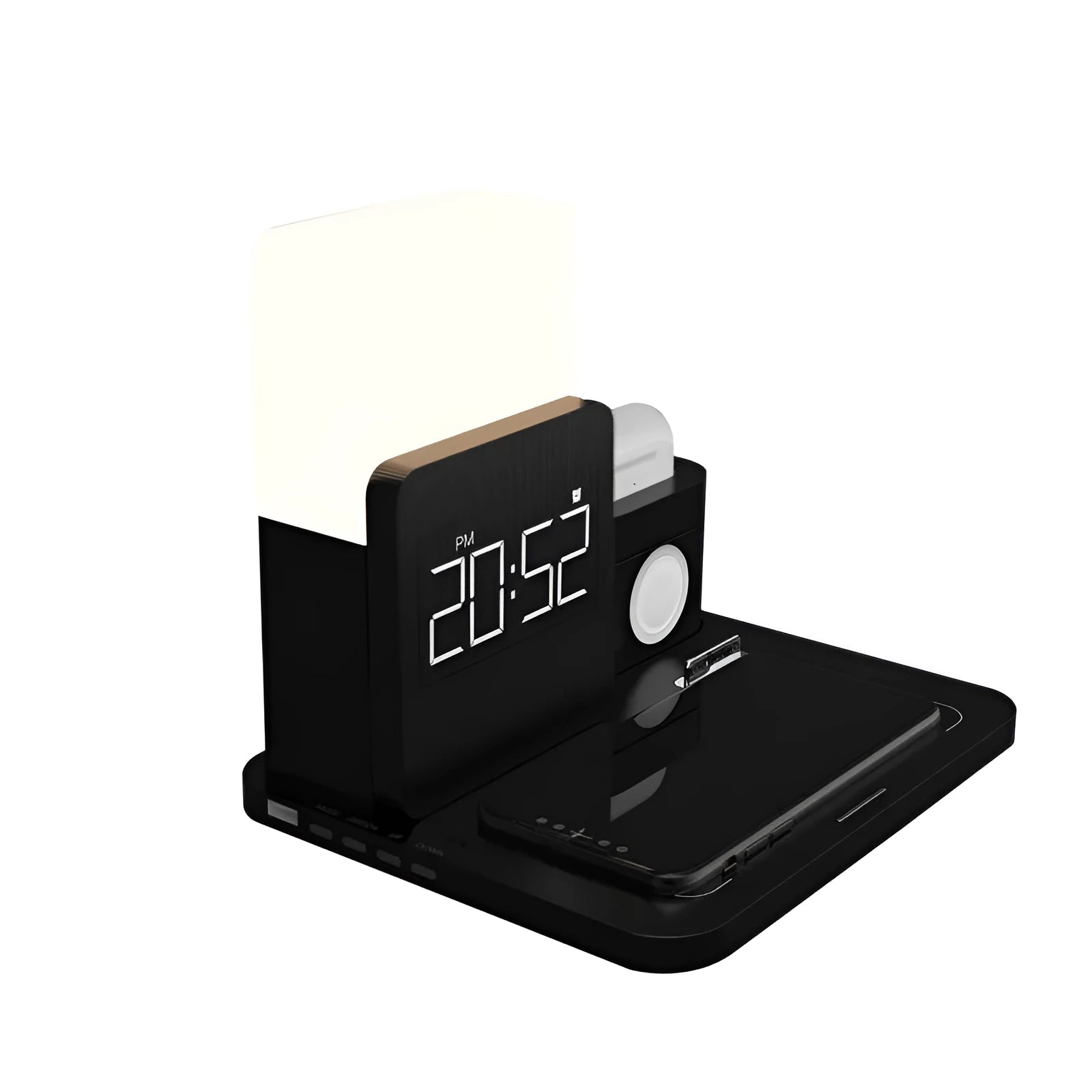 3-in-1 Qi wireless charging stand for mobile phones and headphones in dark green colour