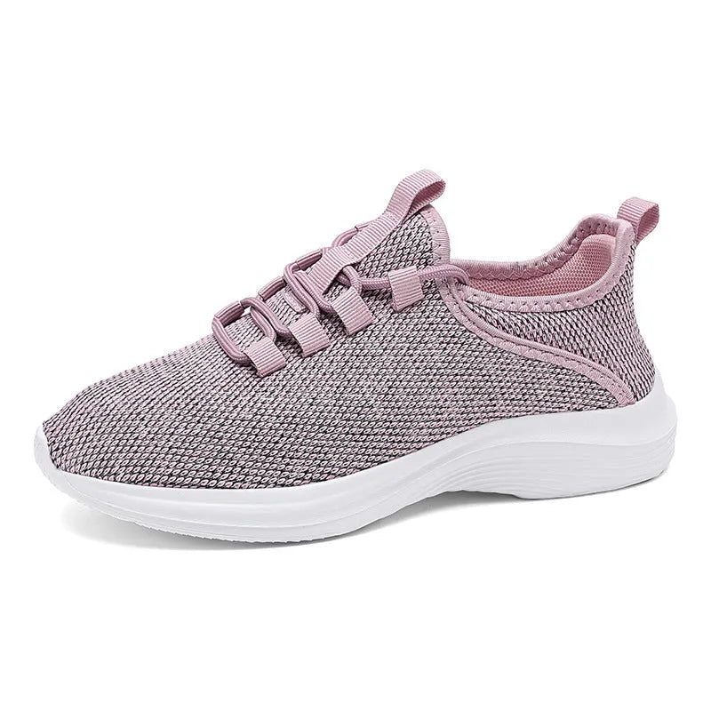 Women's breathable flyknit casual sneaker in black with lace-up front and low-top design