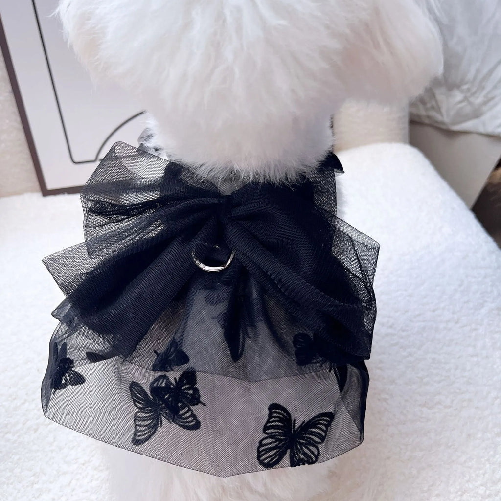 Black tulle princess skirt for small dog or cat with gauze material and five size options