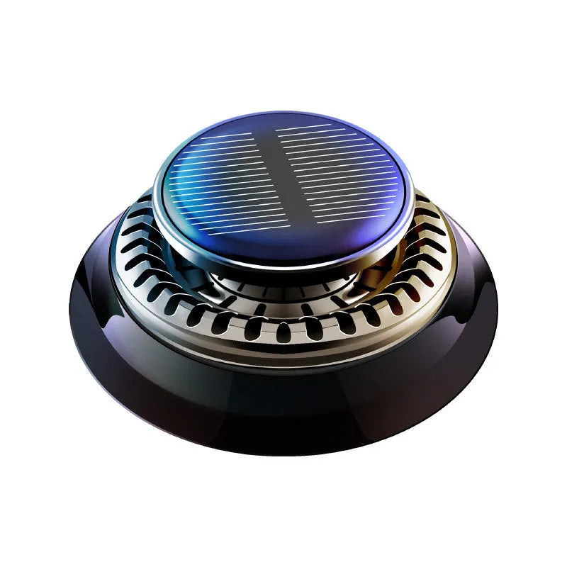 Black plastic solar car ornament with dragon or ocean design, 84mm on dashboard.