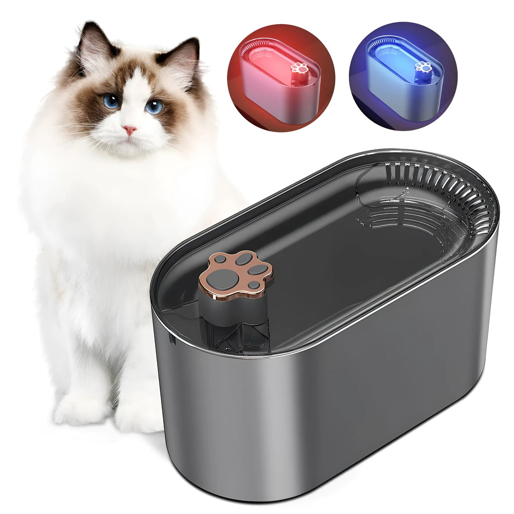 Automatic pet water fountain in Berlin blue colour with 3 litre capacity and LED indicator light