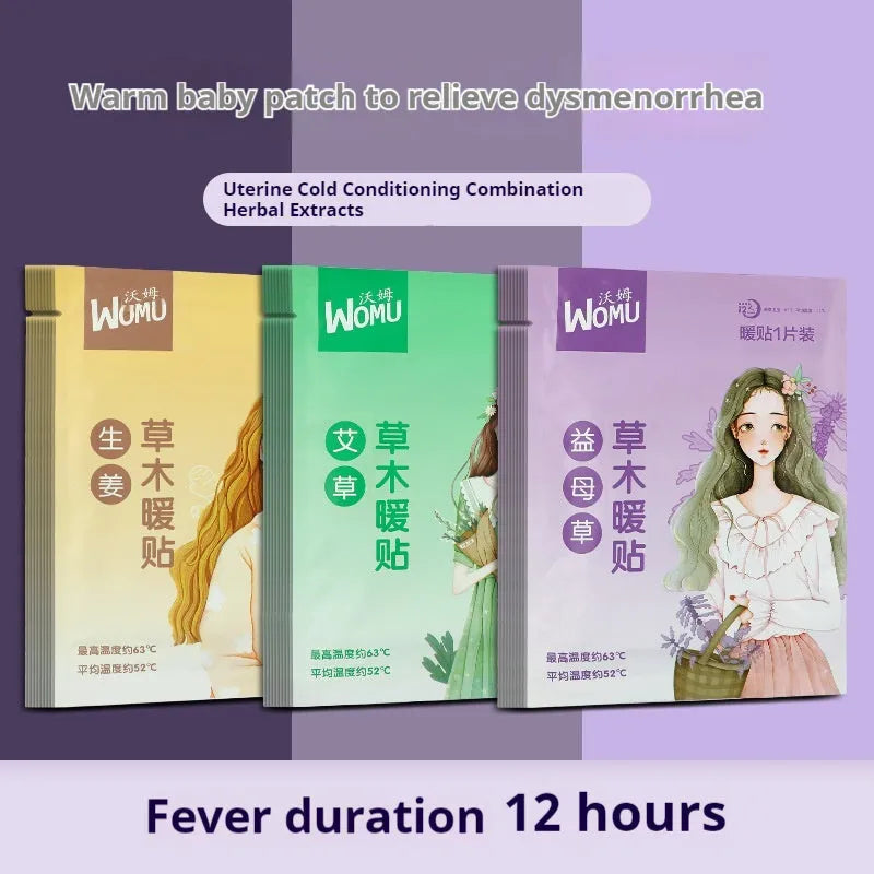 Self-heating herbal warming plaster with four formula options in colour-coded single packaging