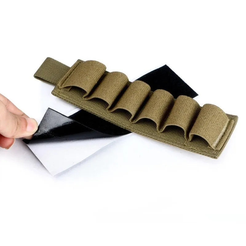 6-hole tactical storage sticker made from 1000D nylon fabric showing mounting holes and measuring 5cm by 16.5cm