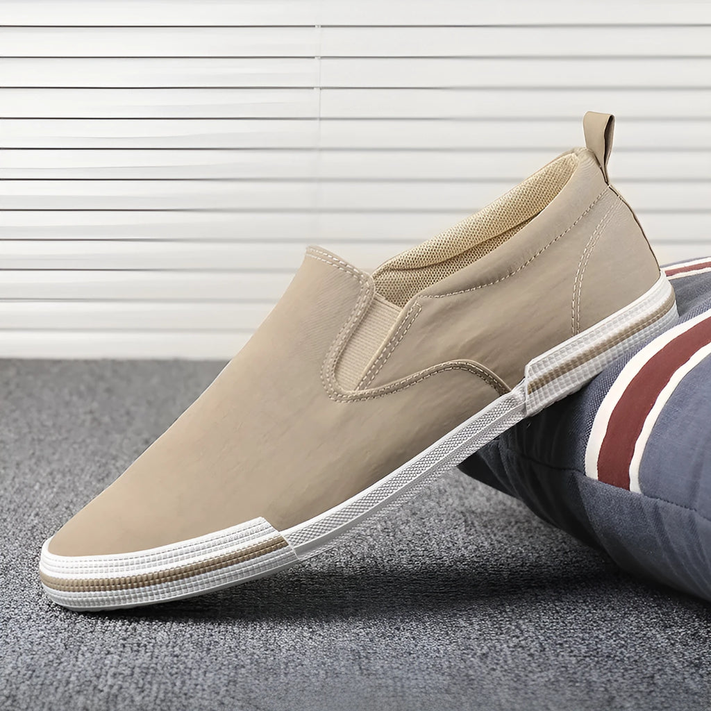 Men's low top canvas casual shoes with rubber vulcanised sole in grey, black orange, or khaki