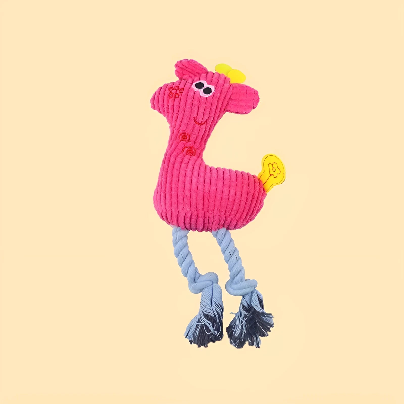 Corn grain texture deer plush toy with squeaker for dogs and cats in blue, pink or yellow colour