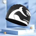 Silicone swim cap with whale tail pattern and waterproof ear protectors in four colour options