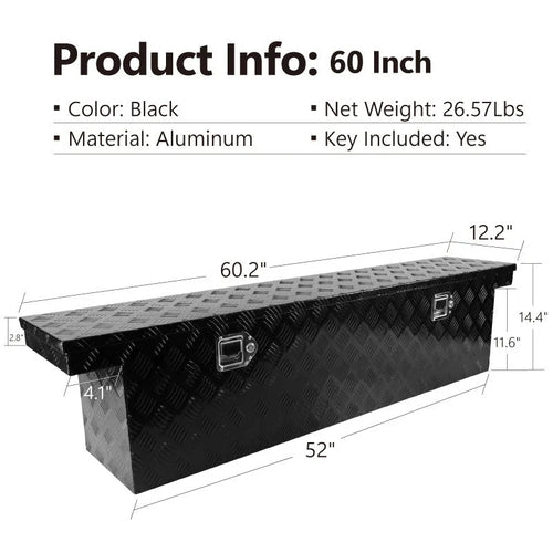 Black aluminium alloy tool case measuring 26 inches with lockable design for tool storage and transport