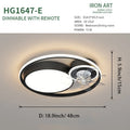 Nordic style ceiling fan light with metal blades and acrylic lampshade in 48cm diameter