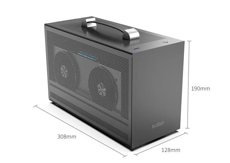 Hummingbird PRO ITX desktop computer case in titanium gray or white with tinned steel construction