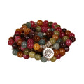 Tourmaline-colour lotus bead multi-layer bracelet with 108 beads on alloy string