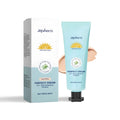 Liquid foundation bottle with SPF and moisturising aloe extract, shown in three shade options