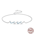 S925 sterling silver women's anklet with blue HAILANG shape, colour SCT031, single anklet