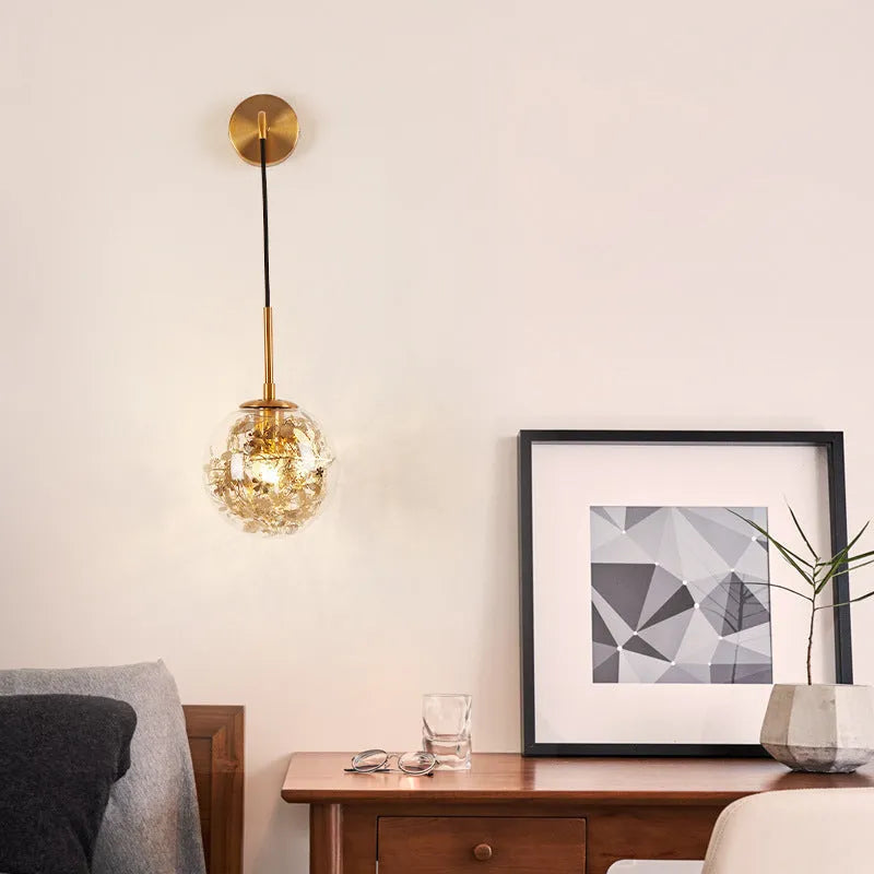 Modern glass wall-mounted bedside lamp in silver or gold finish