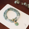 Women's New Chinese style bracelet with Myanmar jade components, safety buckle pendant, and geometric lucky bead design