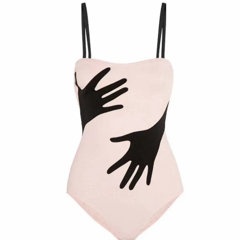 Women's one-piece bikini swimsuit with gauze skirt overlay in polyester fabric