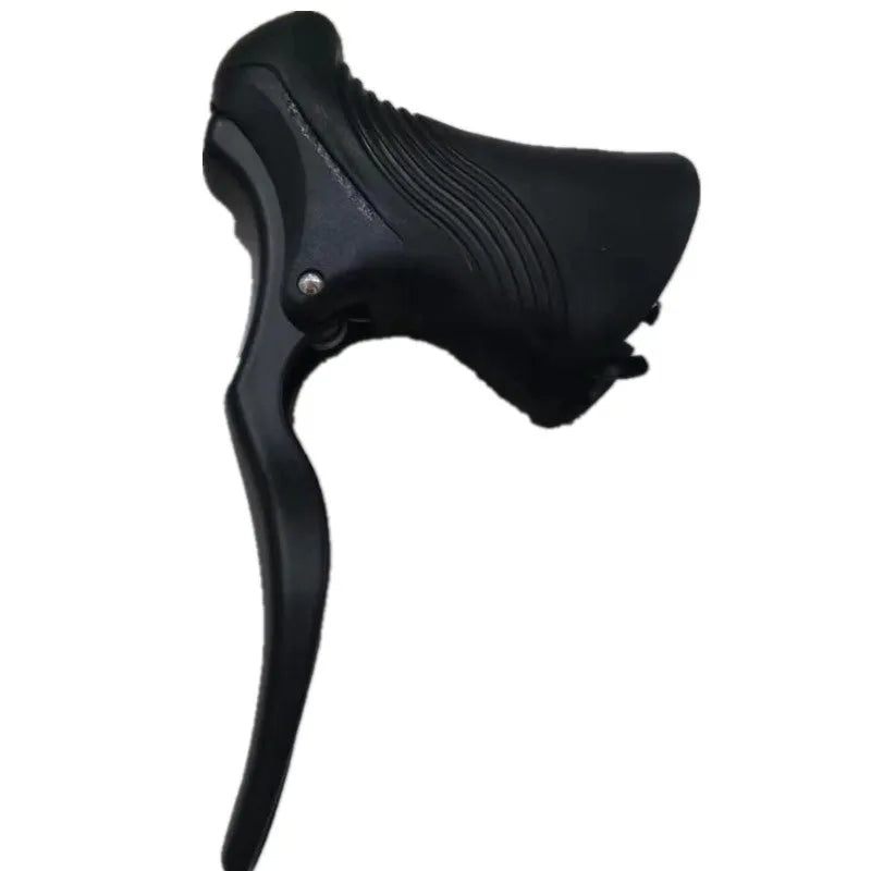 Pair of aluminium alloy road bicycle brake handles in black and black/silver.