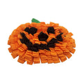 Orange pumpkin-shaped pet smell mat for slow feeding with polar fleece texture
