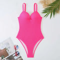 Women's one-piece swimsuit with sunken stripe pattern in sleeveless design