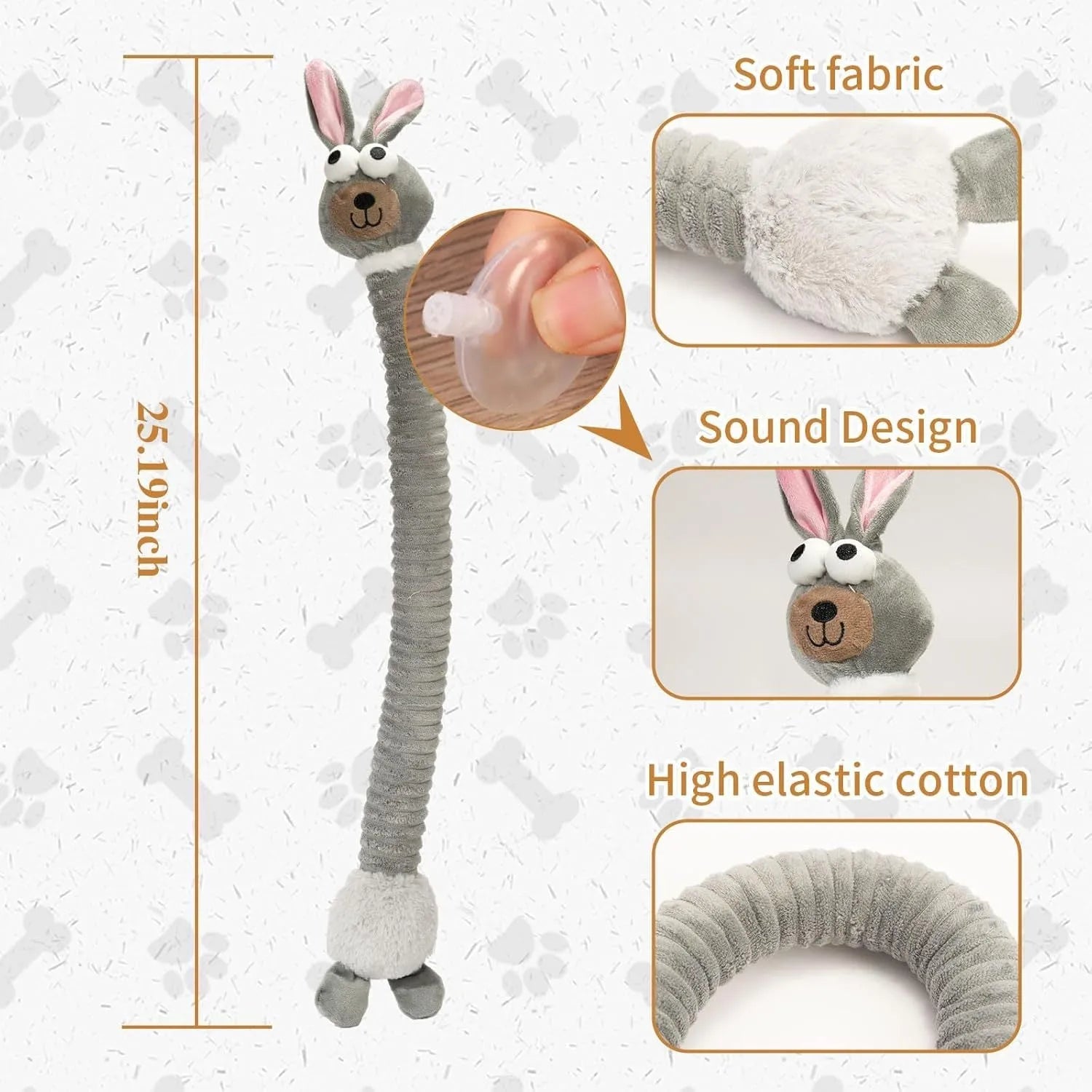 Brown plush dog toy with crinkle sounds and foldable design for interactive play