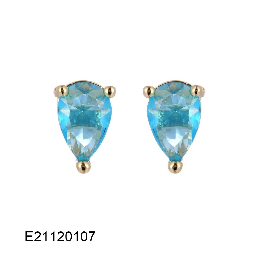Gold-plated drop-shaped zircon earrings in candy colours with pear-shaped outline