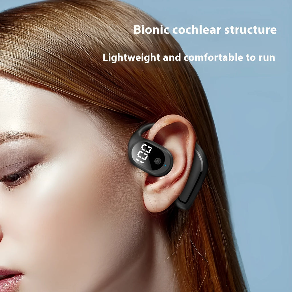 Wireless single-ear business sports headset with ear hook in black, white or apricot, PC ABS, 39x42x24mm