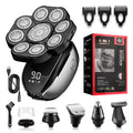 Black 6-in-1 rechargeable haircut kit with multiple attachments including hair clipper, shaver, and grooming tools