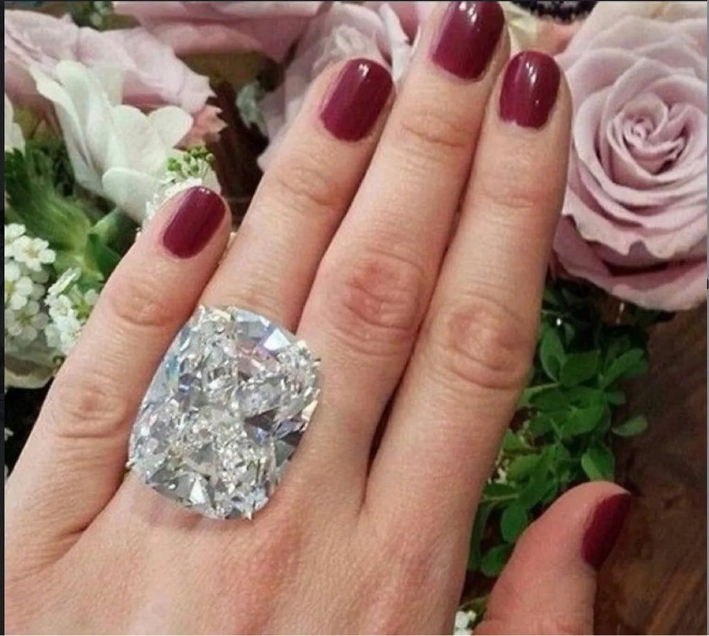 Simple white square diamond ring with geometric design on alloy band in white gold colour