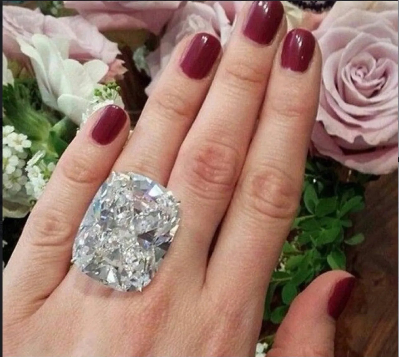 Simple white square diamond ring with geometric design on alloy band in white gold colour