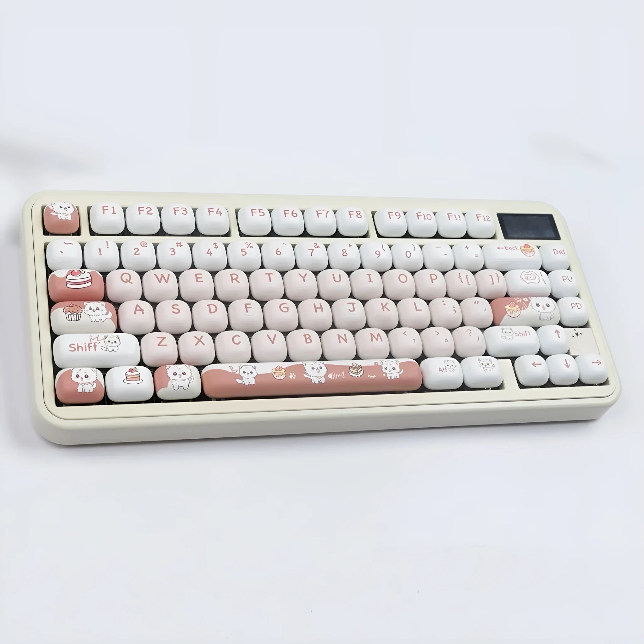 Dessert Cat cartoon themed mechanical keyboard key caps with colourful baked goods patterns