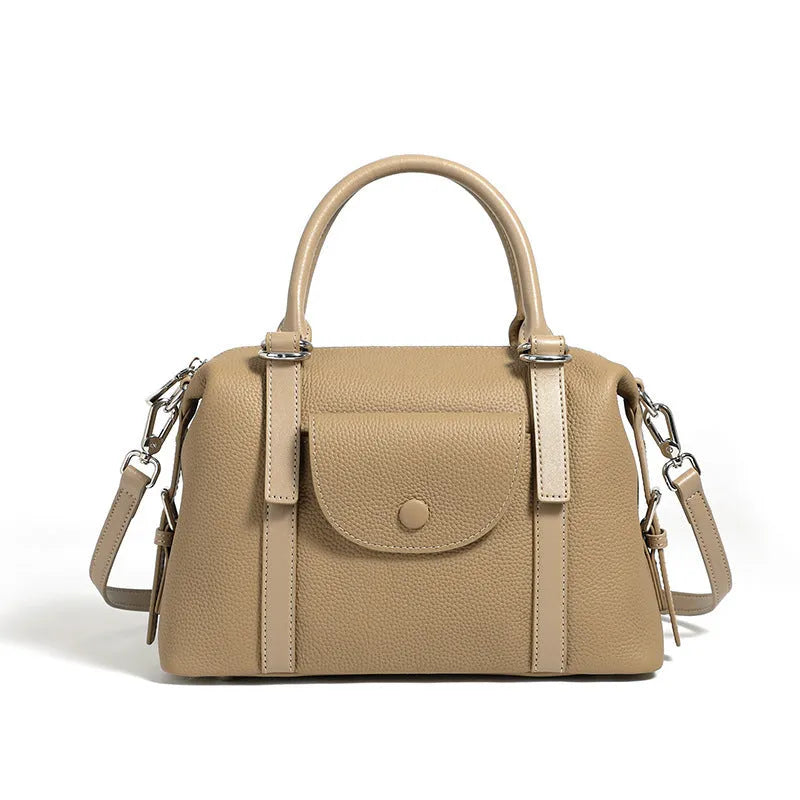 Genuine leather ladies handbag in black, brown or grey with single shoulder strap