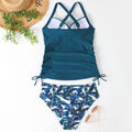 Women's slim fit swimwear bikini set in solid colour with high waist backless design