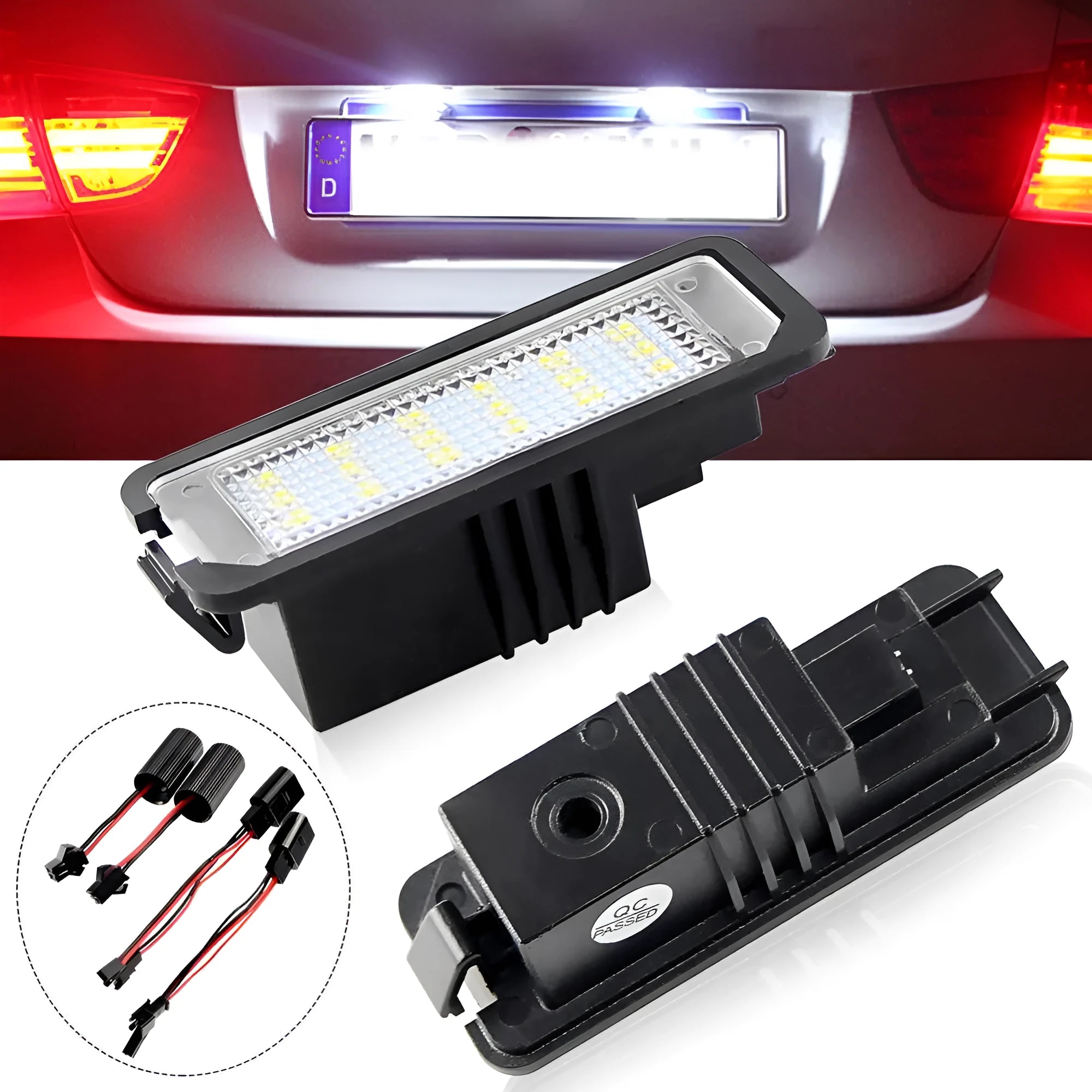 Volkswagen LED license plate light units with Canbus decoder for Golf Polo Phaeton models