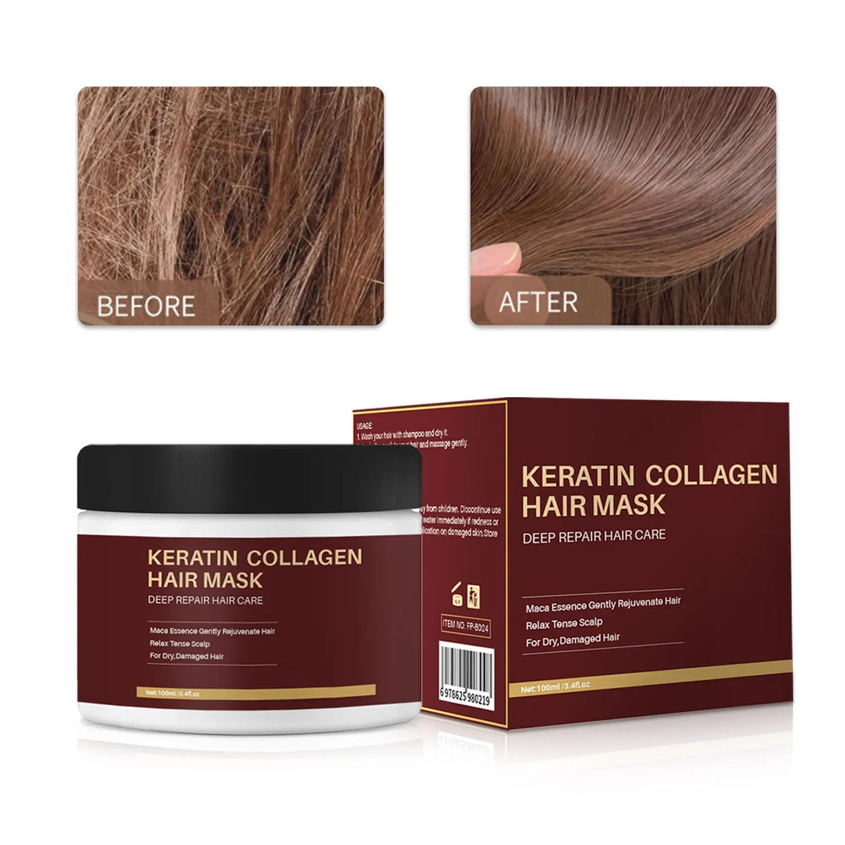 100ml collagen hair mask container for moisturising and repairing dry hair