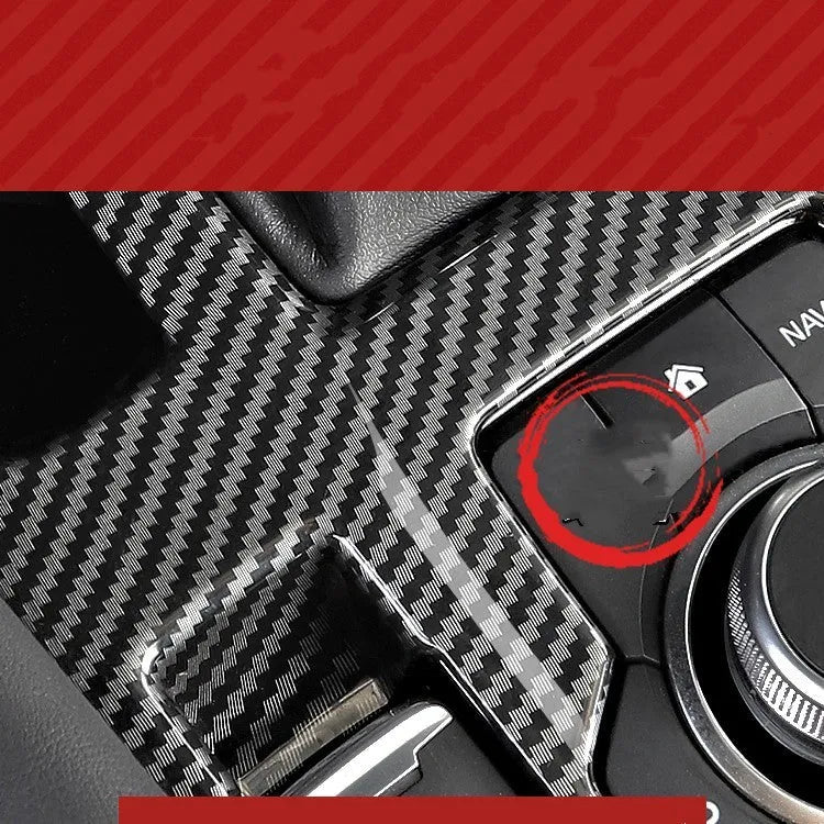 Pair of carbon fibre style ABS plastic steering wheel frame decorative covers for car dashboard installation.