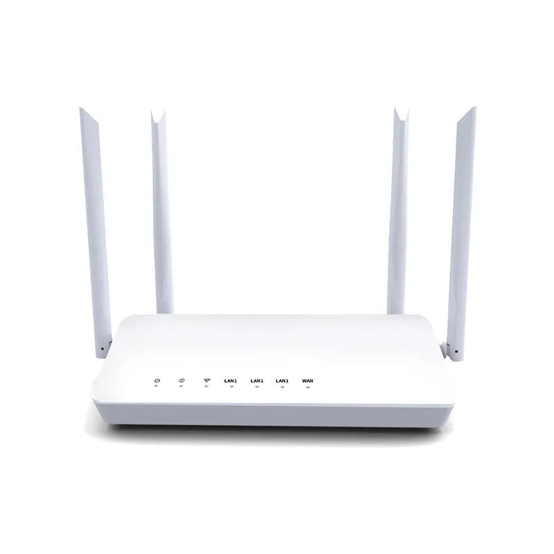 Portable WiFi router with 300m range in black or white metal housing showing network ports