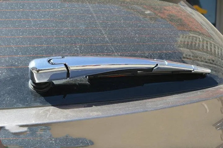 Four silvery ABS plastic rear window wiper trim caps for 2010 Hyundai vehicles