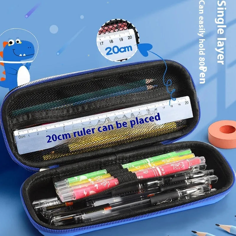 3D leather pencil case with embossed spaceship design in box style for stationery storage